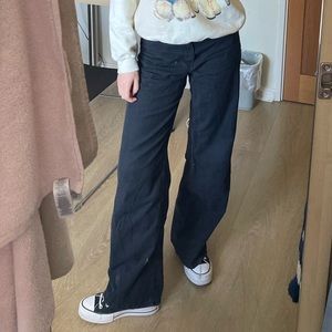 MANGO high-waisted, wide leg, black jeans in size M